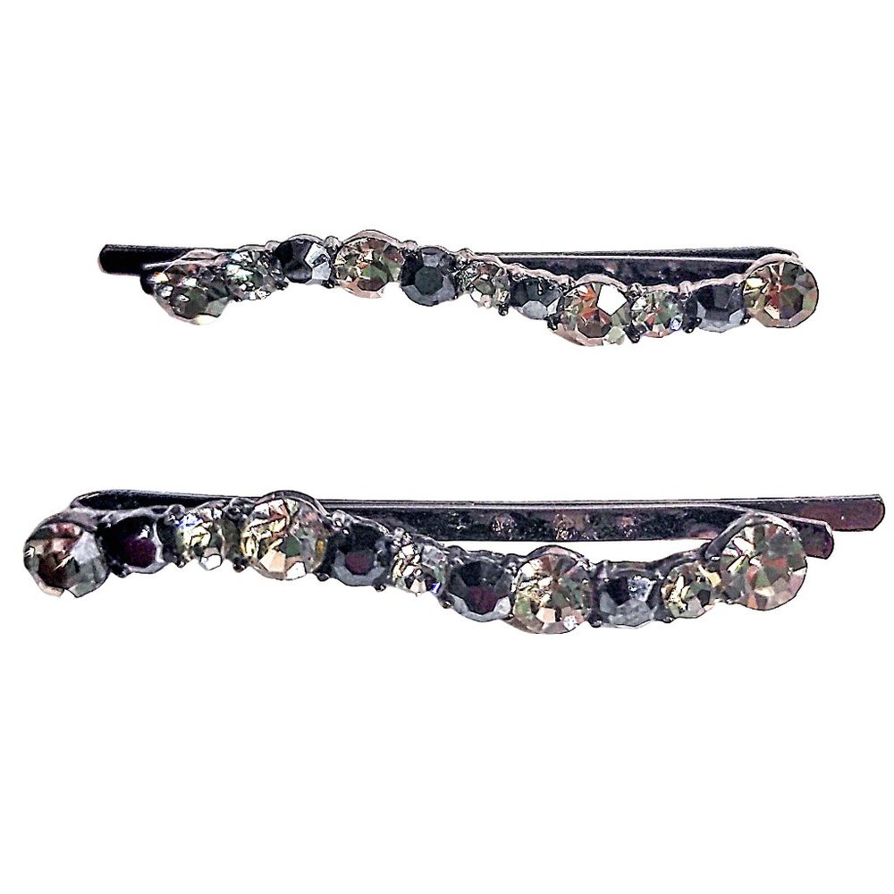 NWOT Black and Gray Rhinestone Bobby Pins Set of 2 Pins Women's